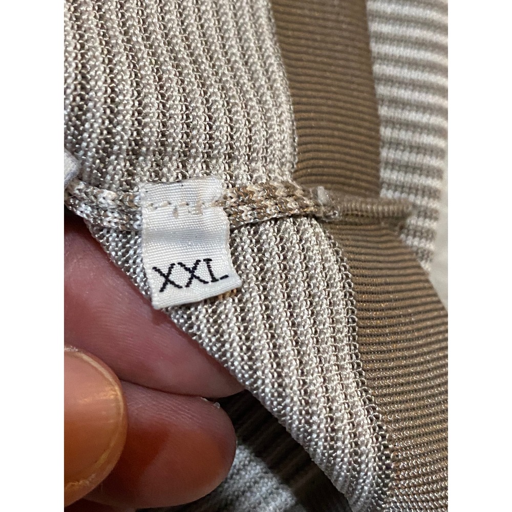 Montagut Fil Lumiere Mens XXL Polo Shirt Taupe Striped Vintage - Picture 7 of 9
